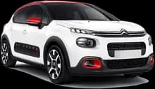 Citroën C3 blanche de location, vue trois quarts avant