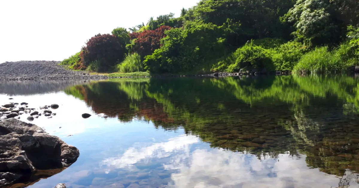 Bassin Bleu à Sainte-Anne, eau claire et plages de galets dans l'est de La Réunion
