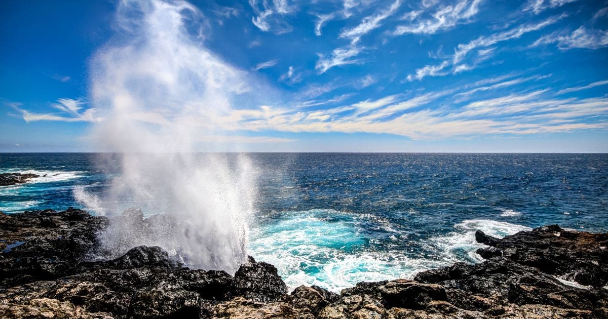 Le Souffleur de Saint-Leu, un geyser naturel sur la côte ouest rocheuse de l'île de La Réunion